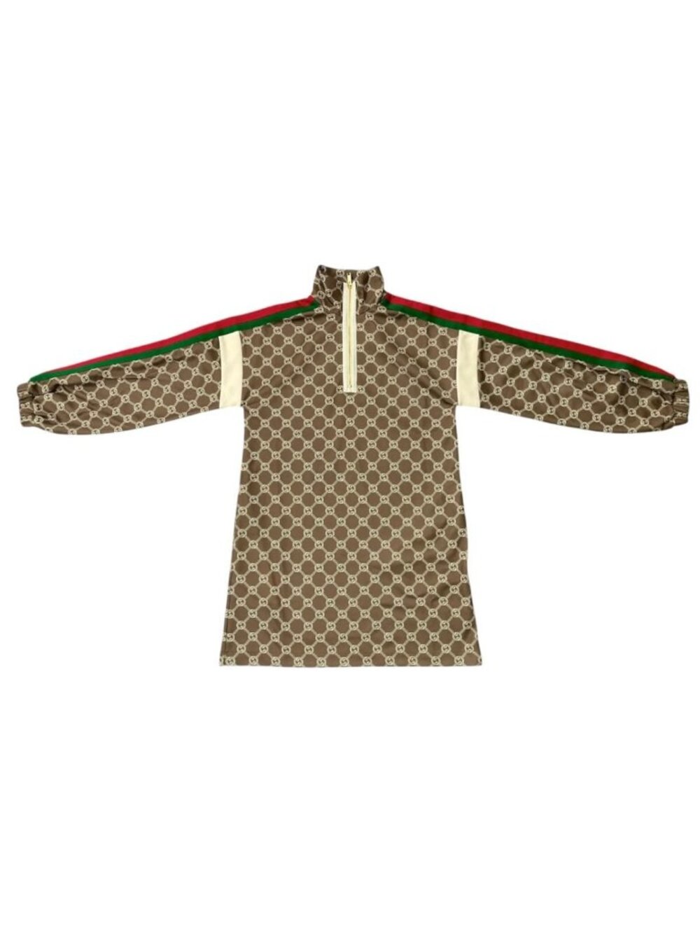 Gucci Dress Technical Jersey Interlocking G Web Stripe Logo Brown
